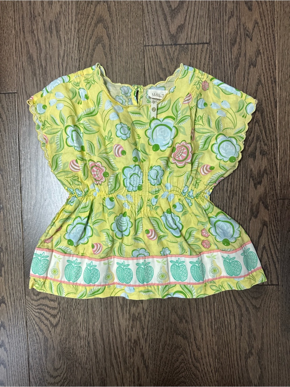 Matilda Jane Yellow Floral Peasant Top with Pastel Accents 2